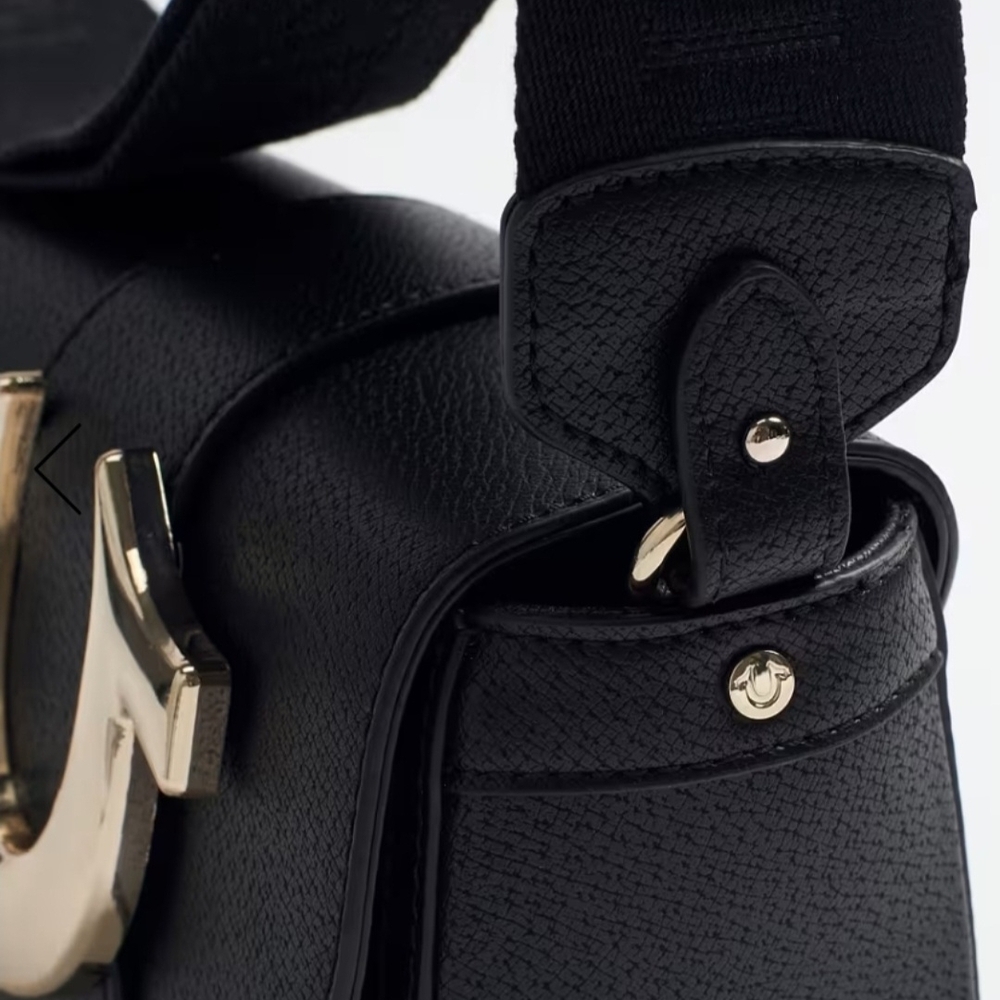 True Religion Black Crossbody Bag with Gold Accent-EUC - Picture 4 of 9